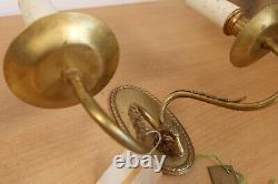 Vintage Pair of Double Light Wall Sconces Rams Head Cast Brass Candle Antique