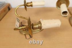 Vintage Pair of Double Light Wall Sconces Rams Head Cast Brass Candle Antique