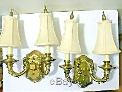 Vintage Pair of Double Light Wall Sconces Very Heavy 17 x 12.5 6 lbs each
