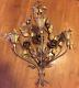 Vintage Palladio Italy Gold Wall Sconce Candelabra Metal Roses Regency Candle