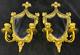 Vintage Regency Gold Brass Metal Mirror Sconce With 2 Arms