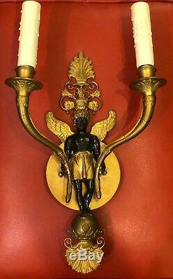 Vintage Regency or Venetian Style Brass Blackamoor Wall Light Sconce