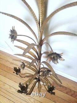 Vintage Sconces Sheaf of Wheat Gold Toleware Wall Candle Holder Sconces Fancy