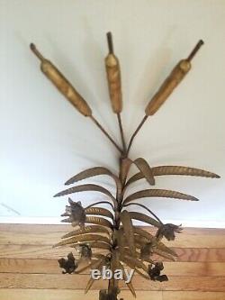 Vintage Sconces Sheaf of Wheat Gold Toleware Wall Candle Holder Sconces Fancy