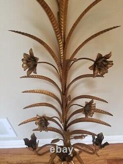 Vintage Sconces Sheaf of Wheat Gold Toleware Wall Candle Holder Sconces Fancy