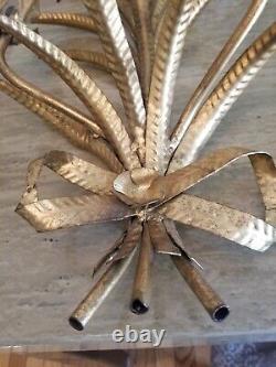 Vintage Sconces Sheaf of Wheat Gold Toleware Wall Candle Holder Sconces Fancy