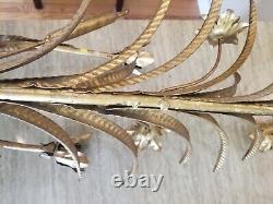 Vintage Sconces Sheaf of Wheat Gold Toleware Wall Candle Holder Sconces Fancy