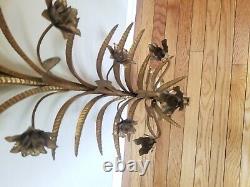 Vintage Sconces Sheaf of Wheat Gold Toleware Wall Candle Holder Sconces Fancy