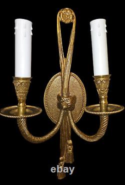 Vintage Set Of 3 French Style Rope/Tassel Wall Sconces Spain gold tone