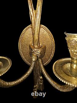 Vintage Set Of 3 French Style Rope/Tassel Wall Sconces Spain gold tone