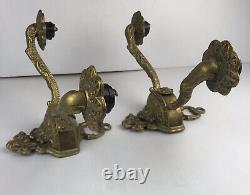 Vintage Solid Brass Ornate Wall Sconces X 2