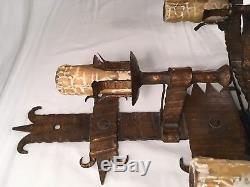 Vintage Spanish Revival Wrought Iron Sconce Old Gothic Castle Wall Light Fixture