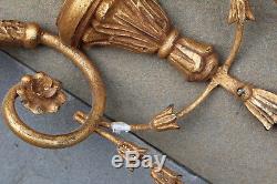 Vintage Tall Gold Gilt Wood Decorative Wall Sconces ITALY 31 Tall