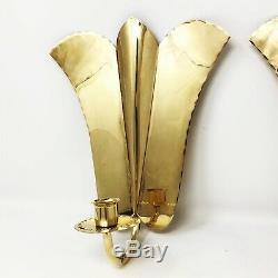 Vintage Tulip Brass Candle Wall Sconce Arvid Johansson Made In Sweden