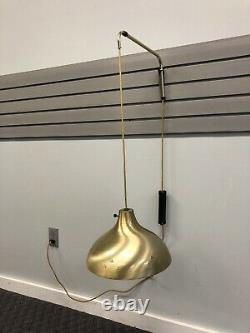 Vintage WALL SCONCE LIGHT Fixture mid century modern lamp elbow PULL DOWN retro