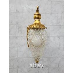 Vintage Wall Sconce Light Gold Gilt Metal Glass Globe Lamp
