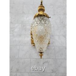 Vintage Wall Sconce Light Gold Gilt Metal Glass Globe Lamp