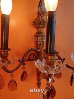 Vintage Wall Sconce light Brass 3arm electric, Spanish style