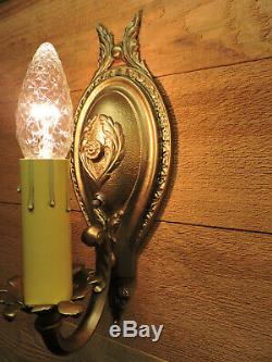 Vintage Wall Sconces Pair Regency Restore Antique Light Fixtures Gold 1940s