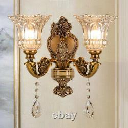 Vintage Wall Scone Light Floral Crystal Wall Mount Lamp Living Room Wall Light
