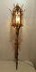 Vintage torchiere gold gilt rare electric sconce wall light Italy castle MCM wow