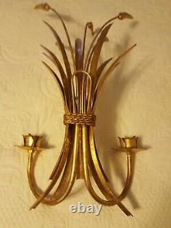 Vintage wheat Wall Sconce Gold Florentine Italian
