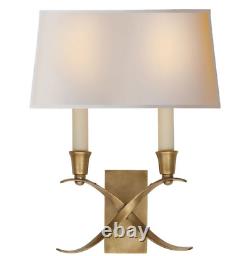 Visual Comfort CHD 1190AB-NP Cross Bouillotte 12-1/2 Wall Sconce, Brass NEW