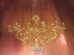 Vtg 1967 SYROCO Gold WALL SCONCE 9 Arm Candle Holders #4025 HOLLYWOOD Regency
