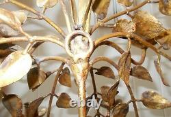 Vtg LARGE GOLD TOLE Metal Toleware SCONCE ART Wall Candle Holder Regency