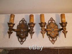 Vtg Lot of 2 Antique 1930s JC VIRDEN Gothic Style Sconce Wall Light Fixtures
