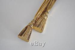 Vtg Mid Century Hollywood Regency Gold Brass Tassel Rope Wall Sconce Candelabra
