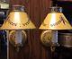 Vtg PAIR Metal Tole Painted Mustard Yellow Gold Wall Sconce Lamp Lights Mid-Cent