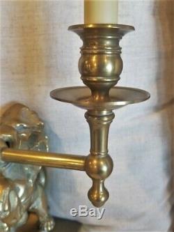 Vtg Visual Comfort Baldwin Brass Empire Lion Wall Sconce 2 Arm Heavy 2 Available