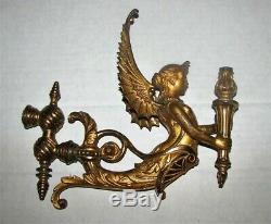 Wall Gas Light Sconces Fixture Solid Gilded Bronze Gold Wing mermaid Goddess HTF