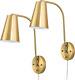 Wall Lamp Set of 2, Modern Plug in Wall Sconces, Gold Wall Sconce with on off Sw