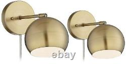 Wall Lights LED Plug In Set of 2 Brass Sphere Shade Pin Up for Bedroom Reading