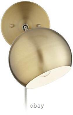 Wall Lights LED Plug In Set of 2 Brass Sphere Shade Pin Up for Bedroom Reading