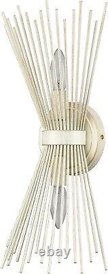 Wall Sconce 2-Light Metal Rod Starburst Wall Light Beige Rods with Brushed Gold