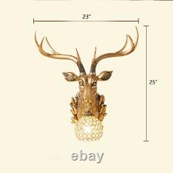 Wall Sconce Deer Head Clear Crystal Wall Fixture Light Living Room Home Deco
