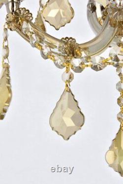 Wall Sconce Maria Theresa Golden Teak Frame And Crystal 2 Light Lighting Fixture