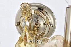 Wall Sconce Maria Theresa Golden Teak Frame And Golden Teak Crystals 2 Light 16