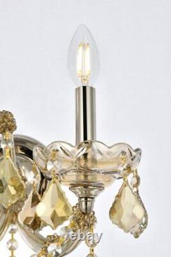 Wall Sconce Maria Theresa Golden Teak Frame And Golden Teak Crystals 2 Light 16