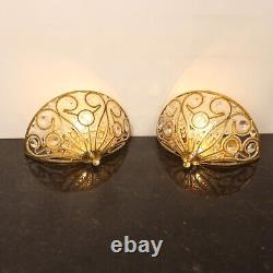 Wall Sconce Pair Elizabethan Crystal Gold Single Light 13 Quarter Sphere