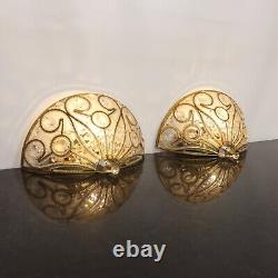 Wall Sconce Pair Elizabethan Crystal Gold Single Light 13 Quarter Sphere