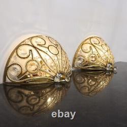 Wall Sconce Pair Elizabethan Crystal Gold Single Light 13 Quarter Sphere