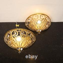 Wall Sconce Pair Elizabethan Crystal Gold Single Light 13 Quarter Sphere