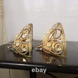 Wall Sconce Pair Elizabethan Crystal Gold Single Light 13 Quarter Sphere