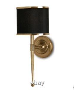 Wall Sconce Primo 19H 1 Light- Black & Brass Oval Shade 5021 Currey and Company