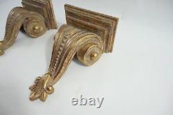 Wall Sconce Shelf Bracket Pair Gold Distressed, Elaborate Wall Shelf Scones