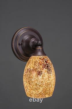 Wall Sconce Shown In Dark Granite Finish With 5 Gold Fusion Glass